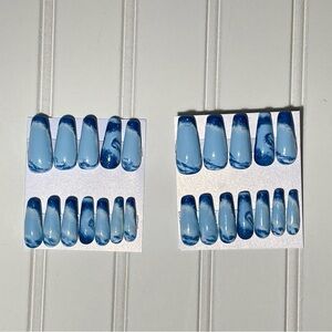 Blue Marble Press-On Nails